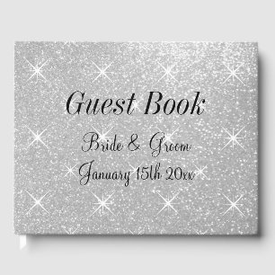 Gepersonaliseerd bruiloft gastenboek met sparkly c