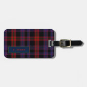 Gepersonaliseerd BRUIN Tartan Mannen Bagagelabel (Voorkant horizontaal)