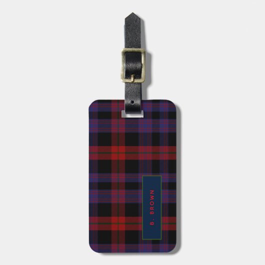 Gepersonaliseerd BRUIN Tartan Mannen Bagagelabel (Voorkant verticaal)