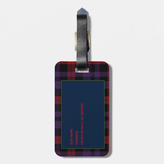 Gepersonaliseerd BRUIN Tartan Mannen Bagagelabel (Achterkant verticaal)