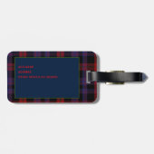 Gepersonaliseerd BRUIN Tartan Mannen Bagagelabel (Achterkant horizontaal)