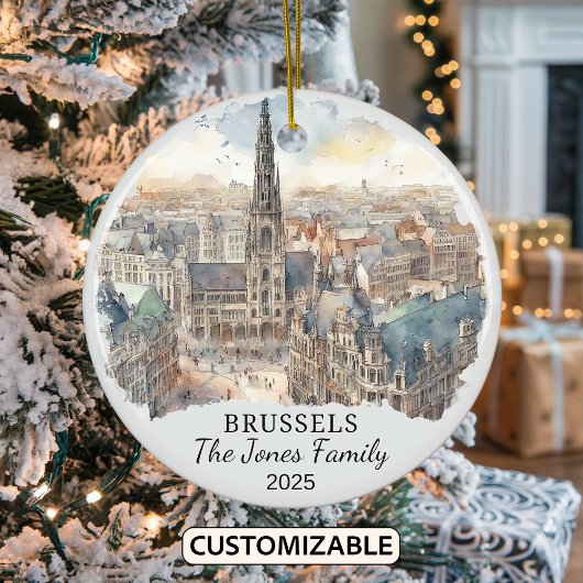 Gepersonaliseerd Brussel Ornament, België Gift Keramisch Ornament