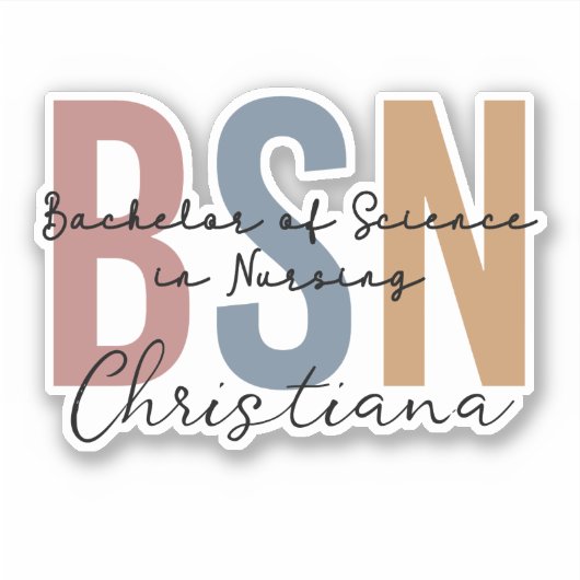 Gepersonaliseerd BSN Bachelor of Science in Nursin Sticker (Voorkant)