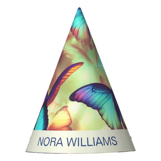 Gepersonaliseerd Butterfly Party Pet Feesthoedjes (Voorkant)