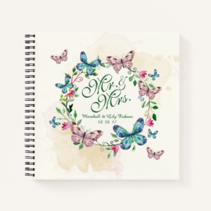 Gepersonaliseerd Butterfly Wreath Wedding Guestboo Notitieboek