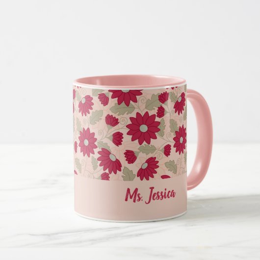 Gepersonaliseerd cadeau van de leraar, roze mok (Voorkant rechts)