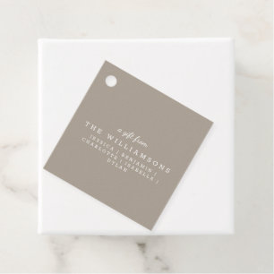 Gepersonaliseerd cadeau van moderne elegante taupe bedankjes labels