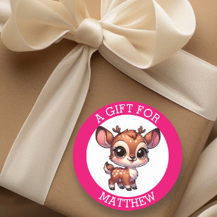Gepersonaliseerd cadeau voor kerst ronde sticker