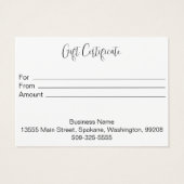 Gepersonaliseerd cadeaubon visitekaartje (Achterkant)