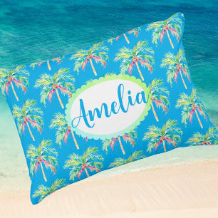 Gepersonaliseerd Caribische blauwe tropische palmb Accent Kussen