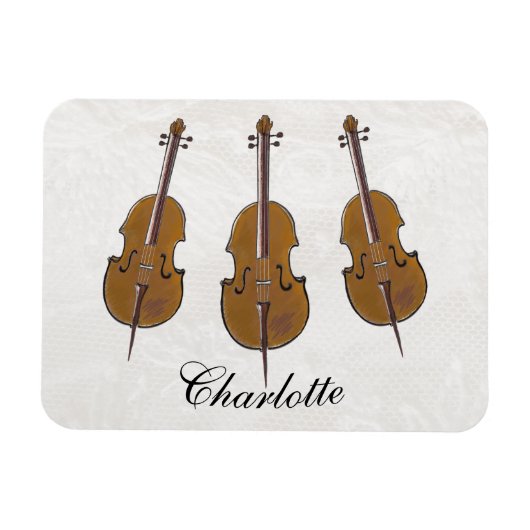 Gepersonaliseerd cello trio cadeau magneet (Horizontaal)