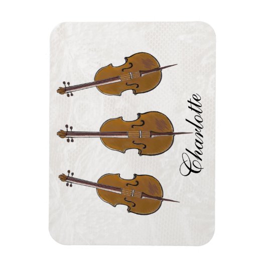 Gepersonaliseerd cello trio cadeau magneet (Verticaal)