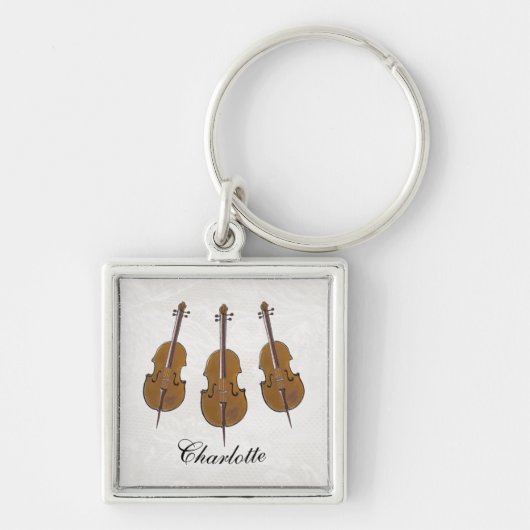 Gepersonaliseerd cello trio cadeau sleutelhanger (Voorkant)