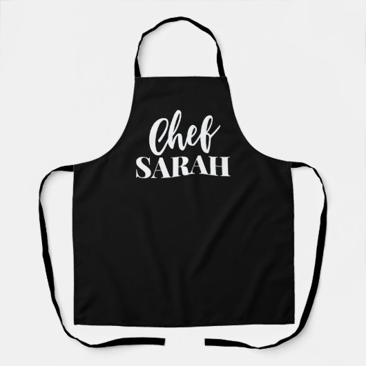Gepersonaliseerd Chef Schort | Modern Elegant Zwar (Voorkant)