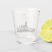 Gepersonaliseerd Chicago Skyline Shot Glass Shot Glas (Achterkant)