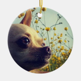 Gepersonaliseerd chihuahua dubbelzijdig keramisch ornament