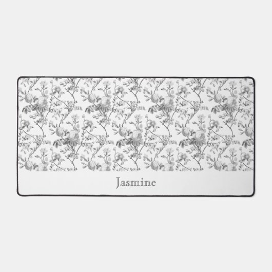 Gepersonaliseerd chique grijs Roos bloemig Bureaumat (Voorkant)