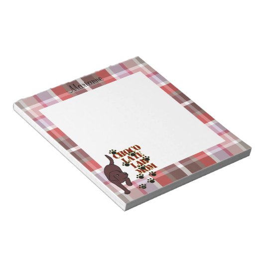 Gepersonaliseerd Chocolade Lab Mam Pset Notitieblok (Schuin)