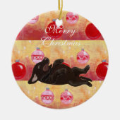 Gepersonaliseerd chocolade laboratorium — Kerstmis Keramisch Ornament (Voorkant)