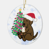 Gepersonaliseerd chocolade labrador Ice Cream Keramisch Ornament (Links)