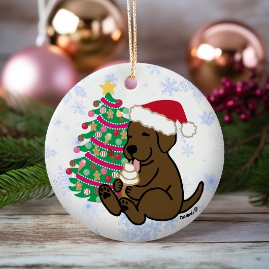 Gepersonaliseerd chocolade labrador Ice Cream Keramisch Ornament