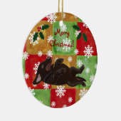 Gepersonaliseerd chocolade labrador Kerstmis Keramisch Ornament (Rechts)