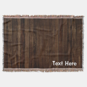 Gepersonaliseerd Chocolate Brown Sined Wood Patter Deken
