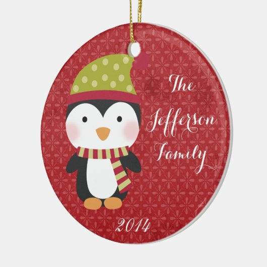 Gepersonaliseerd Christmas Penguin Family Ornament (Links)