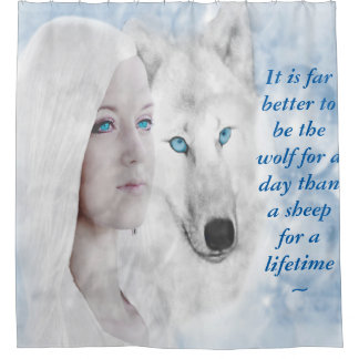 Gepersonaliseerd Citaat Snow White Wolf Lady Blue Douchegordijn
