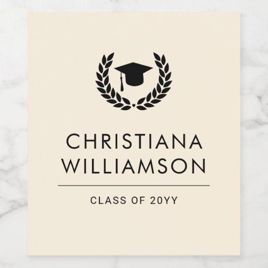 Gepersonaliseerd College Graduation Elegant Wijn Etiket (Enkel label)