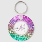 Gepersonaliseerd Colorful Glitter Mermaid Monogram Sleutelhanger (Voorkant)