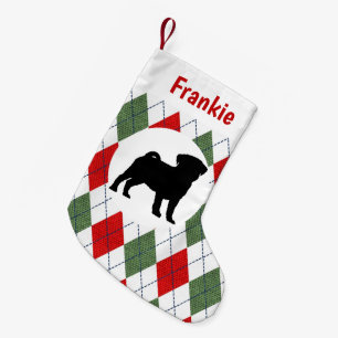 Gepersonaliseerd computerpatroon voor rode en groe kleine kerstsok