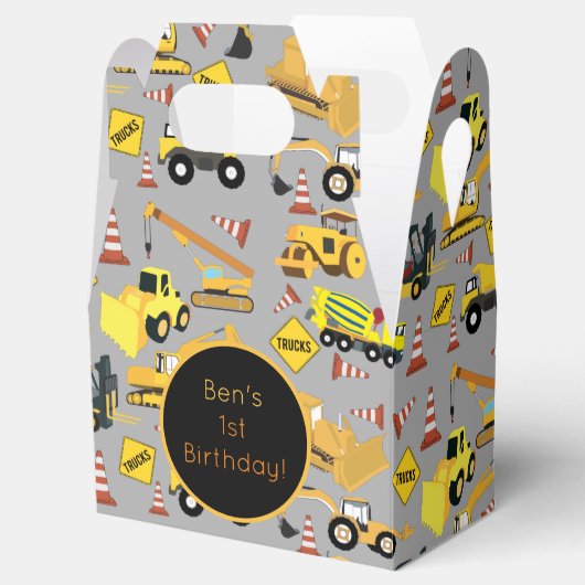 Gepersonaliseerd constructietranspatroon bedankdoosjes (Geopend)