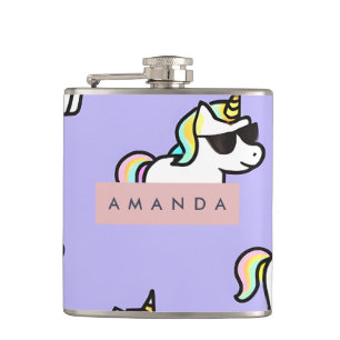 Gepersonaliseerd Cool Rainbow Unicorn patroon Heupfles