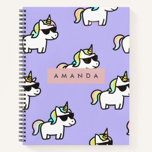 Gepersonaliseerd Cool Rainbow Unicorn patroon Notitieboek