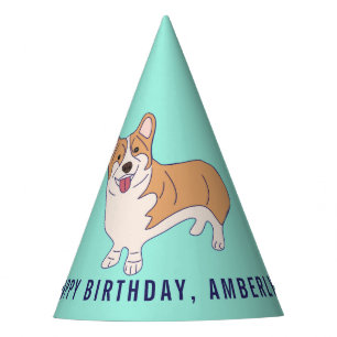 Gepersonaliseerd Corgi Hondenpapier Feesthoedjes