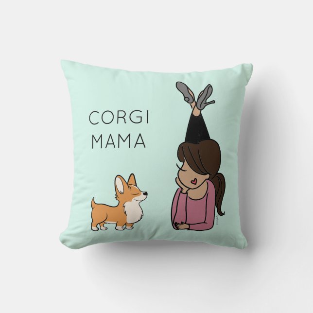 Gepersonaliseerd Corgi Mama Sierkussen (Voorkant)