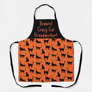 Gepersonaliseerd Crazy Cat Grootmoeder Halloween Schort