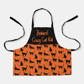 Gepersonaliseerd Crazy Cat Kind Halloween Schort (Voorkant)