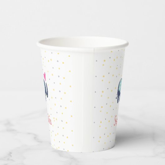 Gepersonaliseerd Cute Elephant en Stars Pattern Papieren Bekers (Rechts)