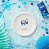 Gepersonaliseerd Cute Elephant en Stars Pattern Papieren Bordje (Feest)