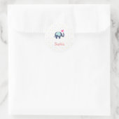 Gepersonaliseerd Cute Elephant en Stars Pattern Ronde Sticker (Tas)