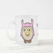 Gepersonaliseerd Cute Pink Baby Owl Cartoon Matglas Koffiemok (Links)