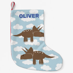 Gepersonaliseerd Cute Triceratops Dinosaur Kinder Kleine Kerstsok