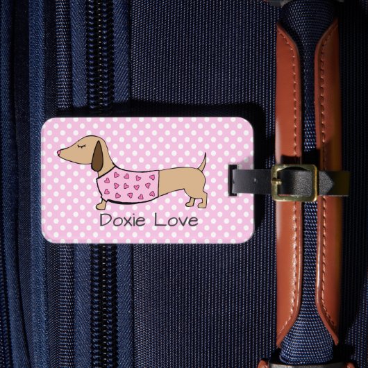 Gepersonaliseerd Dachshund Bagagelabel voor Reizen (Voorkant Insitu 4)