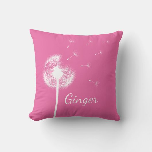 Gepersonaliseerd Dandelion Sierkussen in roze (Voorkant)
