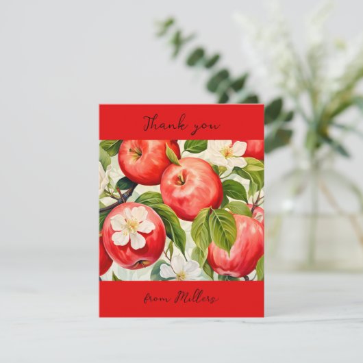 gepersonaliseerd Dank u Apple print boeren rood Bedankkaart (Staand voorkant)