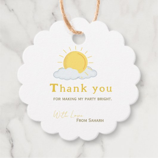 Gepersonaliseerd Dank u Baby shower retro zon Bedankjes Labels (Voorkant)