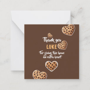 Gepersonaliseerd Dank u cookie harten ontwerp Notitiekaartje