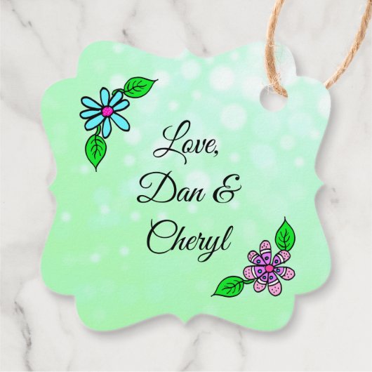 Gepersonaliseerd Dank u Flowers Sage Green Gift Bedankjes Labels (Achterkant)